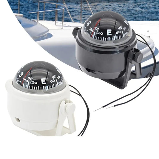 Bússola para barco com luz led eletrônica, à prova d'água, bússola náutica, marinha giratória para posicionamento de navegação marinha