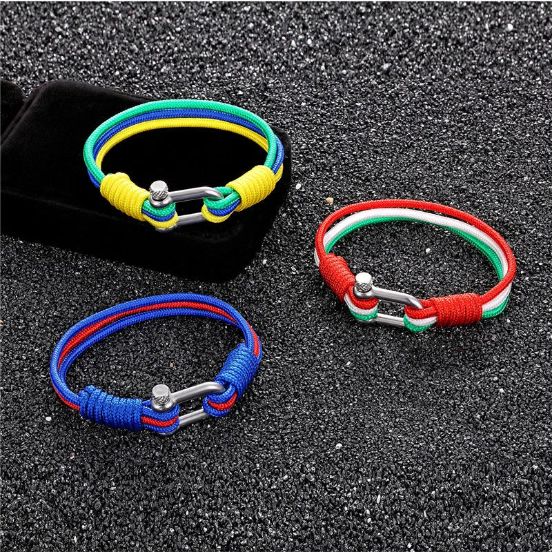 Russia France Germany Country National Flag Bracelet Men Women Nautical Survival Rope Bracelet Sport Football Fans Jewelry