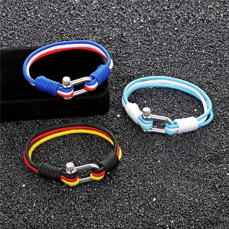 Russia France Germany Country National Flag Bracelet Men Women Nautical Survival Rope Bracelet Sport Football Fans Jewelry