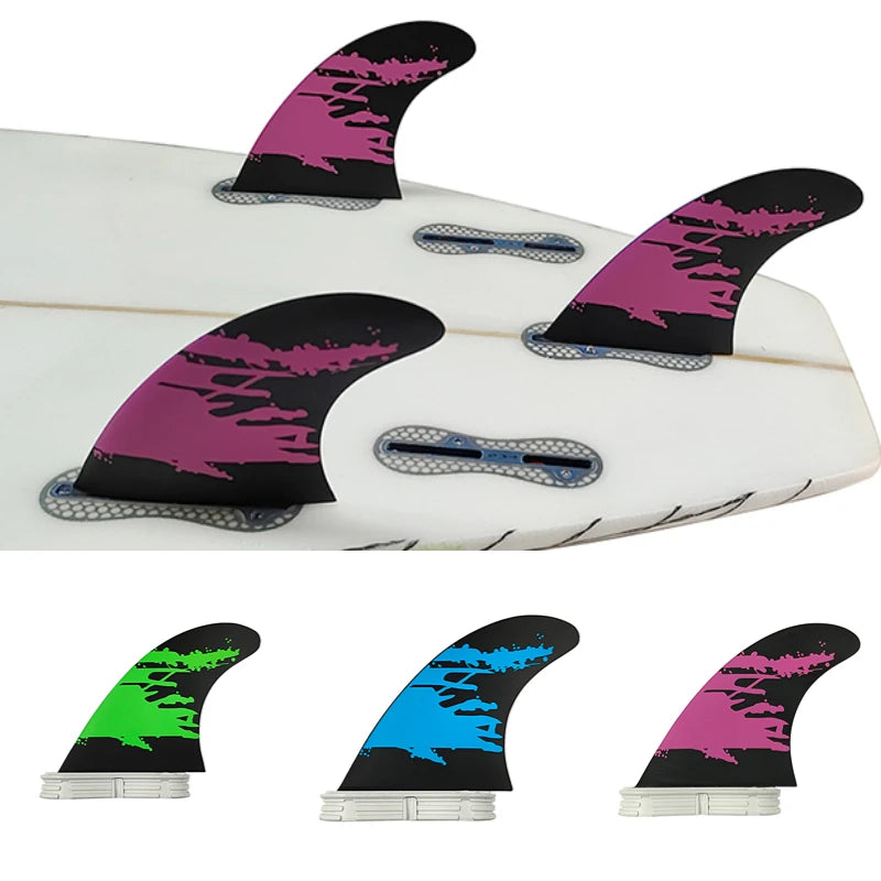 UPSURE FCS 2 barbatanas M Tri Fins Thruster Prancha de surf Barbatanas de surf Honeycomb Fiberglass Double Tabs 2 Fin Surf 3 Fins (tamanho M)