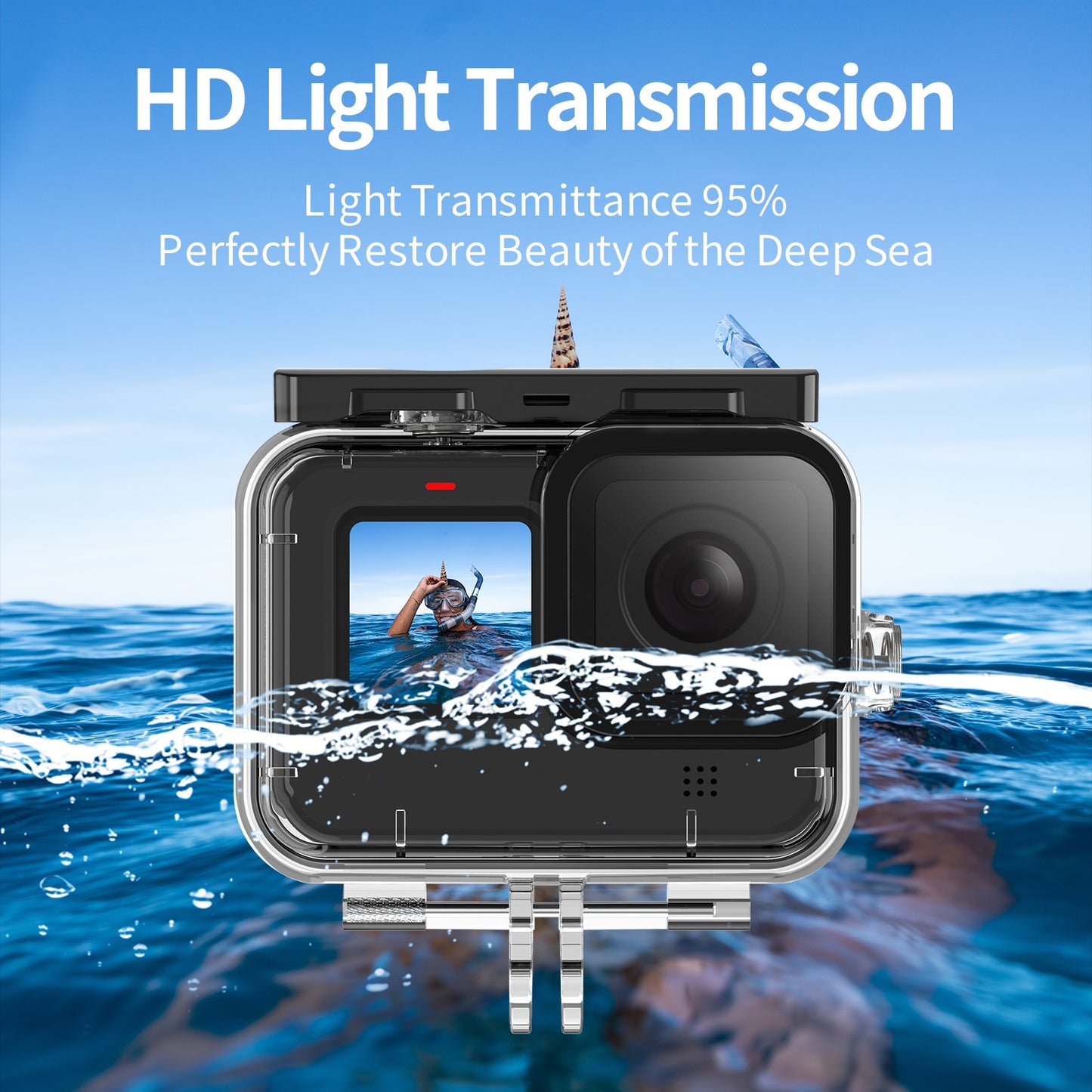 TELESIN 60M Waterproof Case For GoPro Hero 11 10 9 Underwater Diving Housing Cover With Dive Filter Action Camera Accessories