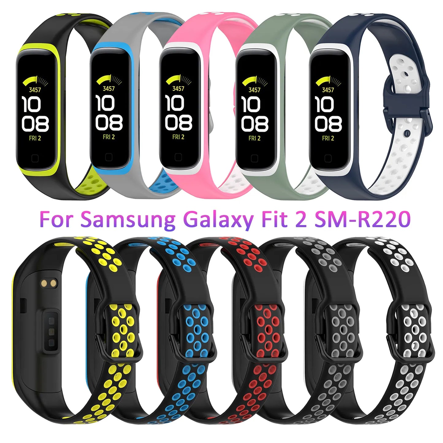 1pc pulseira de silicone para samsung galaxy fit 2 SM-R220 substituição pulseira de pulso para samsung galaxy fit2 correa acessórios