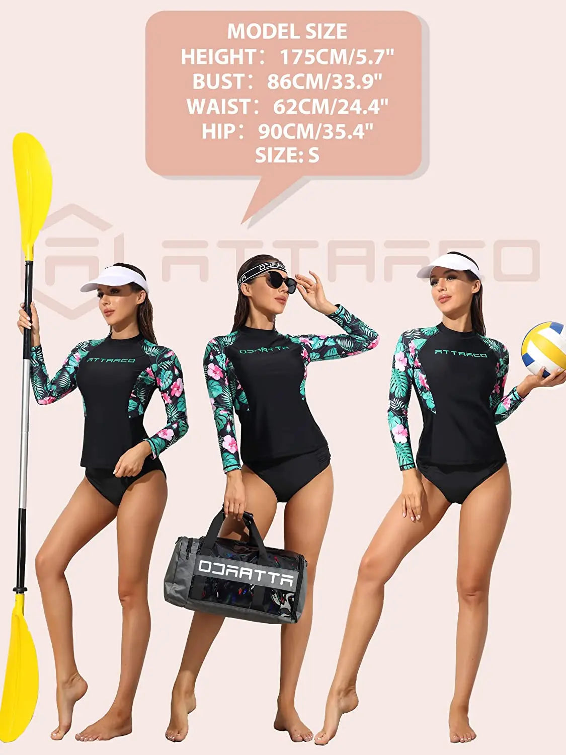 Anfilia Camisas femininas de manga comprida com proteção contra queimaduras, roupa de banho com proteção contra queimaduras, top de surf com estampa floral, camisa justa UPF 50+