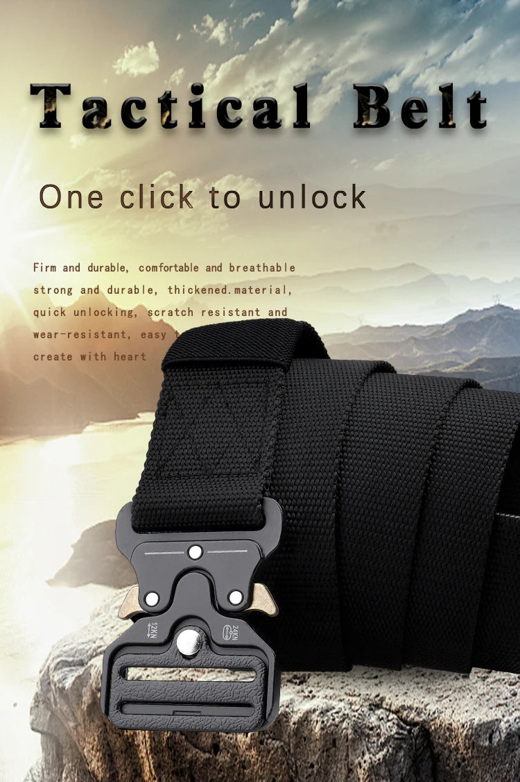 Men's Outdoor Hunting Metal Tactical Belt Alloy Buckle Nautical Canvas Premium Unisex Nylon Sports Belt