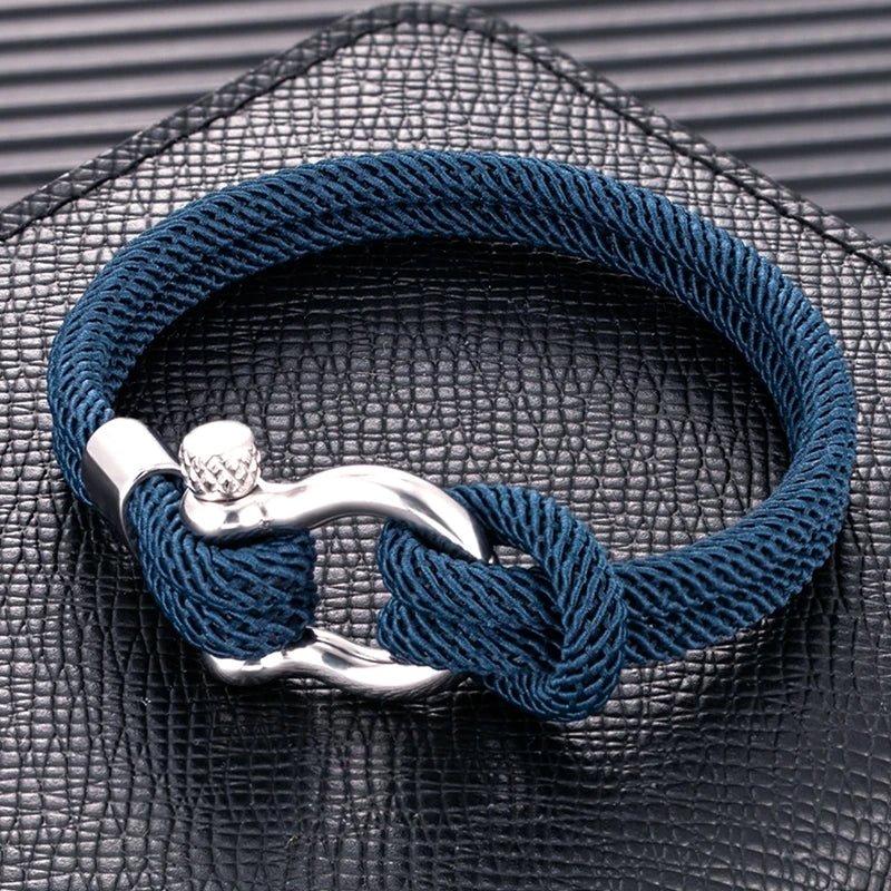 MKENDN Minimalist Nautical Rope Bracelets With Bolt Clasp Men Double strand Survival Bracelet Women Stainless Steel Sport Buckle