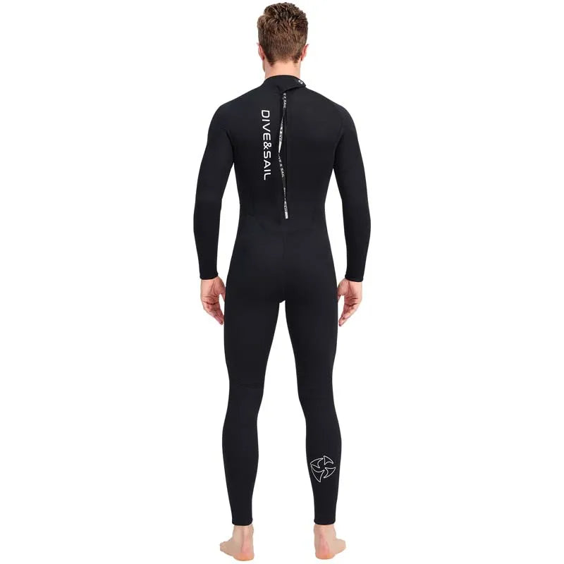 3mm Neoprene Black Splicing Wetsuit Men's Women's Long Back Zipper Surf One-piece Swimming Couple Suit Underwater Warm Suit