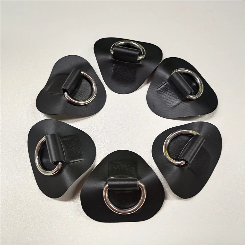 6Pcs Surfboard Dinghy Boat PVC Patch With Stainless Steel 316 D Ring Deck Rigging Sup Round Ring Pad