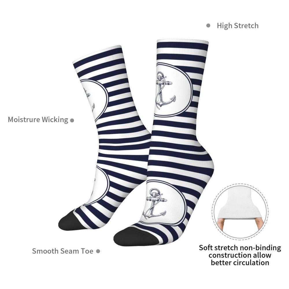 Cool Work Like A Captain Party Like A Pirate Socks Men Women Warm 3D Printed Nautical Skull Sailor Sports Basketball Socks