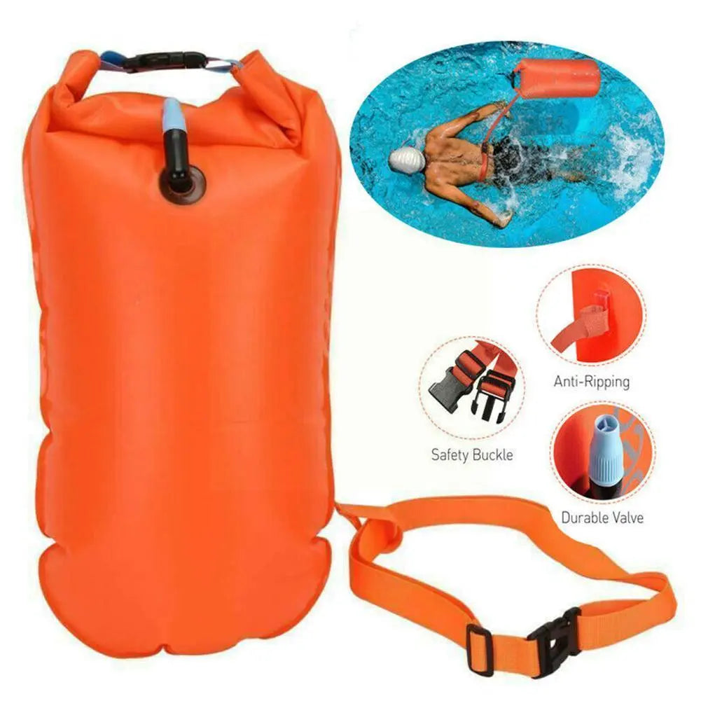 1pc Inflatable Open Swimming Buoy Tow Float Dry Bag Double Air Bag With Waist Belt For Swimming Water Sport Storage Safety A4H4