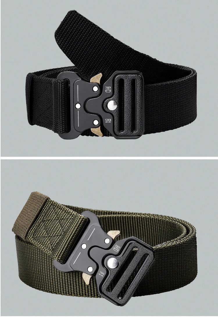 Men's Outdoor Hunting Metal Tactical Belt Alloy Buckle Nautical Canvas Premium Unisex Nylon Sports Belt