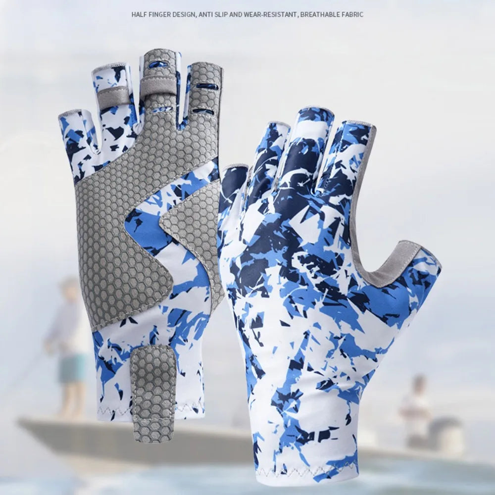 Fishing Gloves Summer Sunscreen Gloves for Sea Fishing Nautical Sport Breathable Half Finger Fishing Gloves