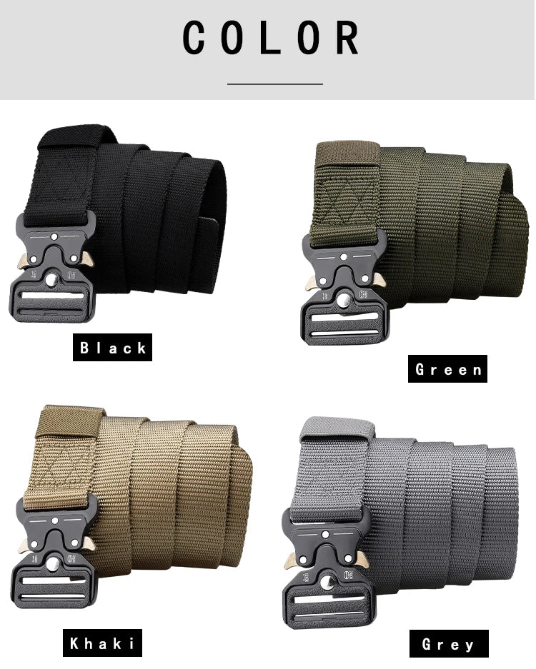 Men's Outdoor Hunting Metal Tactical Belt Alloy Buckle Nautical Canvas Premium Unisex Nylon Sports Belt