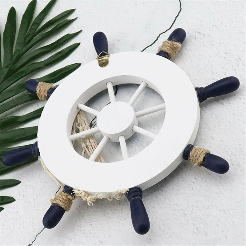 9 Inch Nautical Decoration Crafts Beach Home Fishing Net Ship Steering Wheel Wooden Boat Wall Decor Hanging Decoration