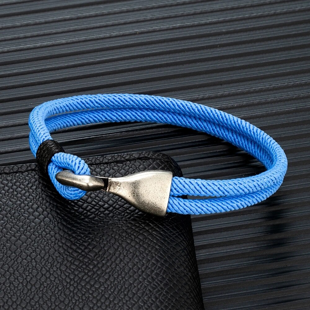 MKENDN Retro Men Anchor Hook Double Strand Rope Bracelet Wristband Fashion Nautical Rope Bracelets For Women Handmade Gifts