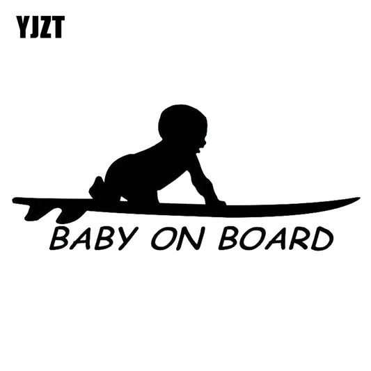 YJZT Baby On Board Surf Surfing Surfboard Car Truck Window Funny Vinyl Decal Stickers C1-4012