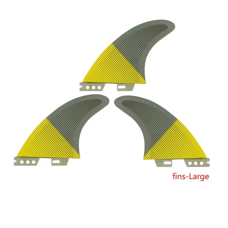 Nova chegada praia barbatanas de prancha esporte e recreação amarelo três pacote para fcs 2 fin fibra vidro surf fin tamanho m/l
