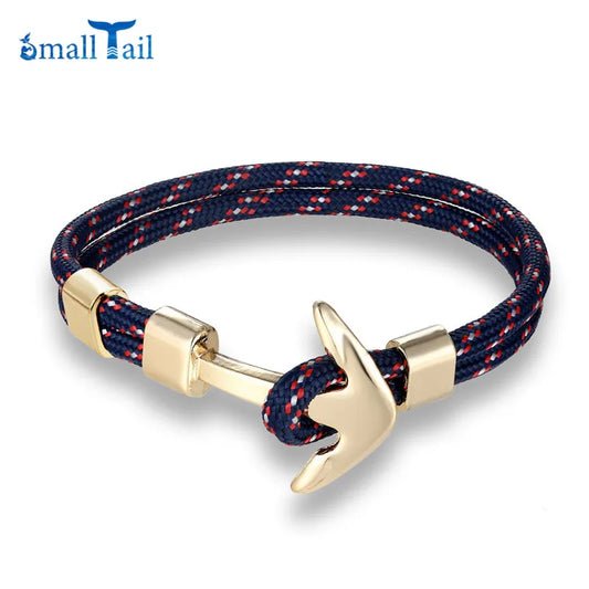 Wholesale Anchor Bracelets Men Double Strand Nautical Survival Rope Paracord Bracelet Women Sport Buckle Summer Beach Jewelry