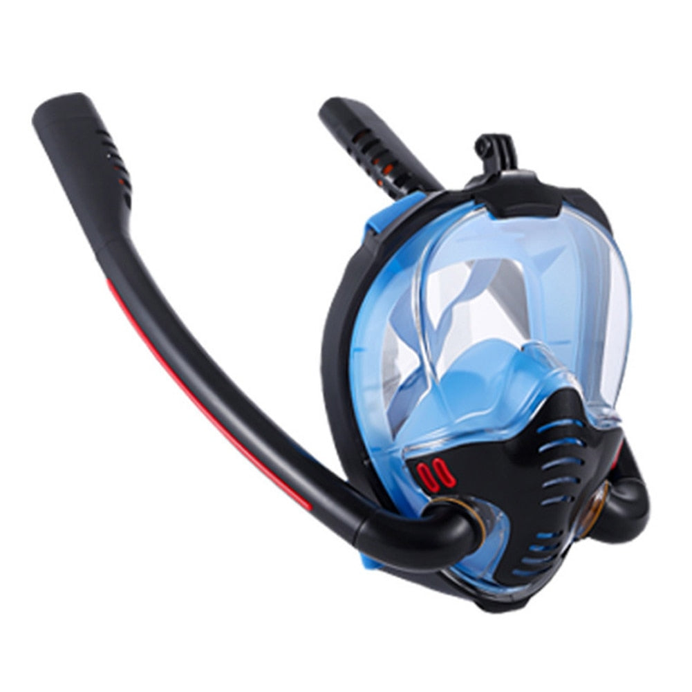 Double Tube Full Face Diving Mask Sealed Anti-Leak Diving Face Cover For Beginner Professional