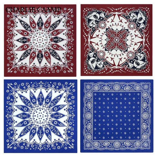 New Sailboat Anchor Printed Square Scarf High Quality Hip Hop Cotton Men Bandana Headband Nautical Multifunctional Neck Scarves