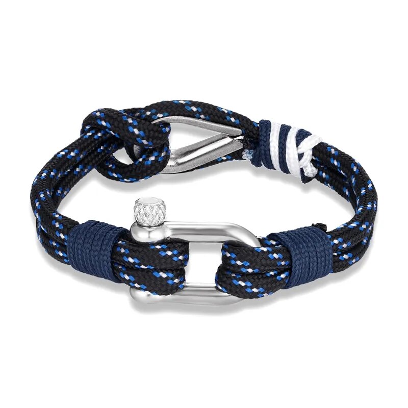 Mkendn surfista masculino náutico pulseira de corda ajustável com mosquetão de aço inoxidável para mulheres jóias de sobrevivência ao ar livre