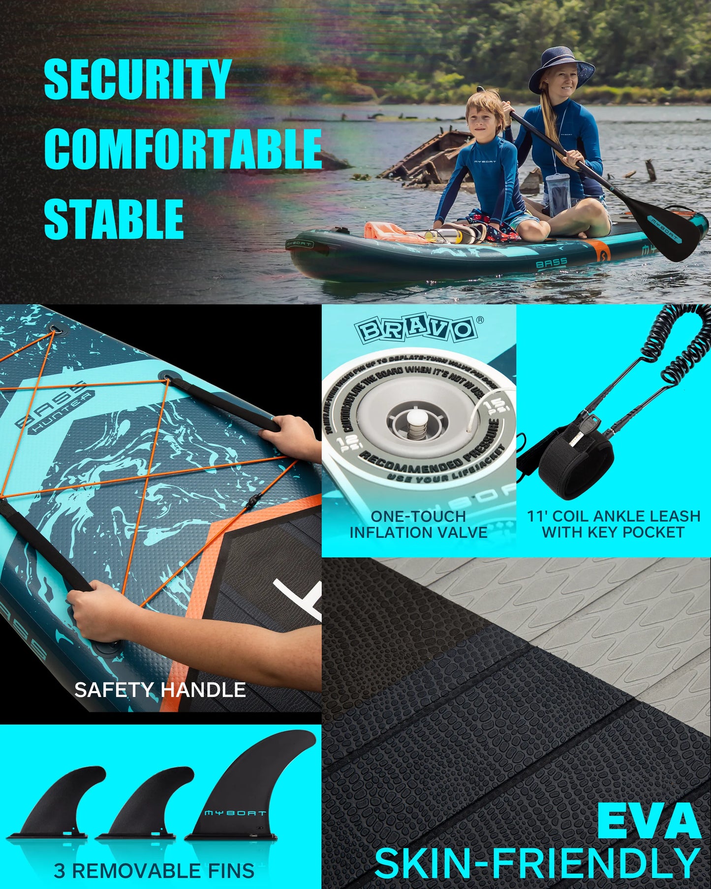 Myboat Extra Wide Inflatable Paddle Board 11'6''x34''x6''Adult Standing Style Aquatic Travel With Premium Accessories SUP Board