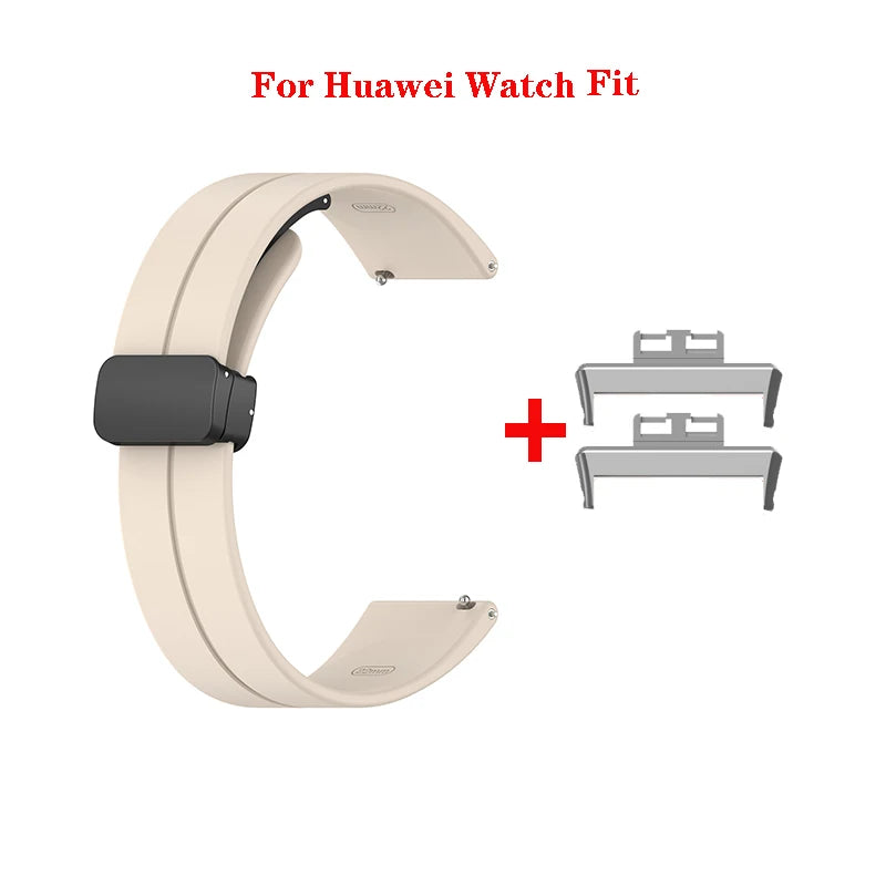 Magnetic Buckle Folding Buckle Strap For Huawei Watch Fit 2 New Silicone Band With Connector