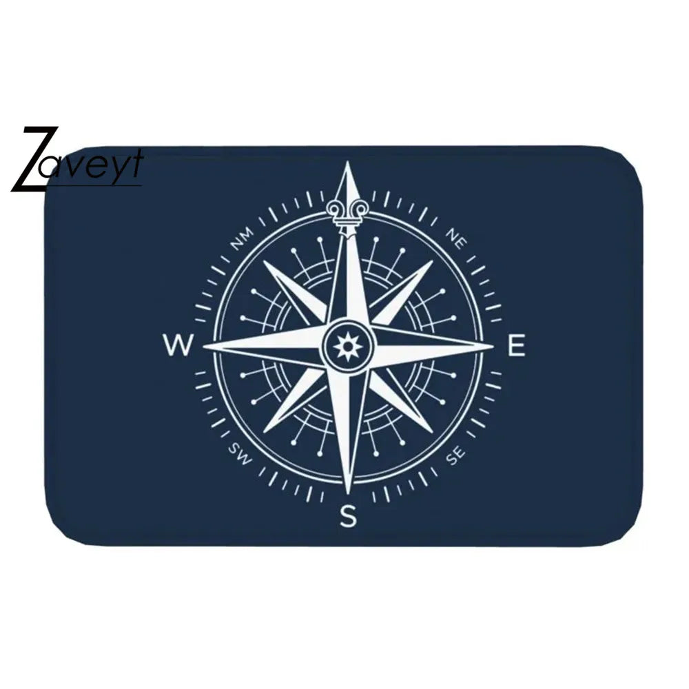 40x60cm Vintage Nautical Compass Doormat Mat Anti-Slip Captain Anchor Boat Bathroom Kitchen Balcony Rug Carpet Entrance Footpad