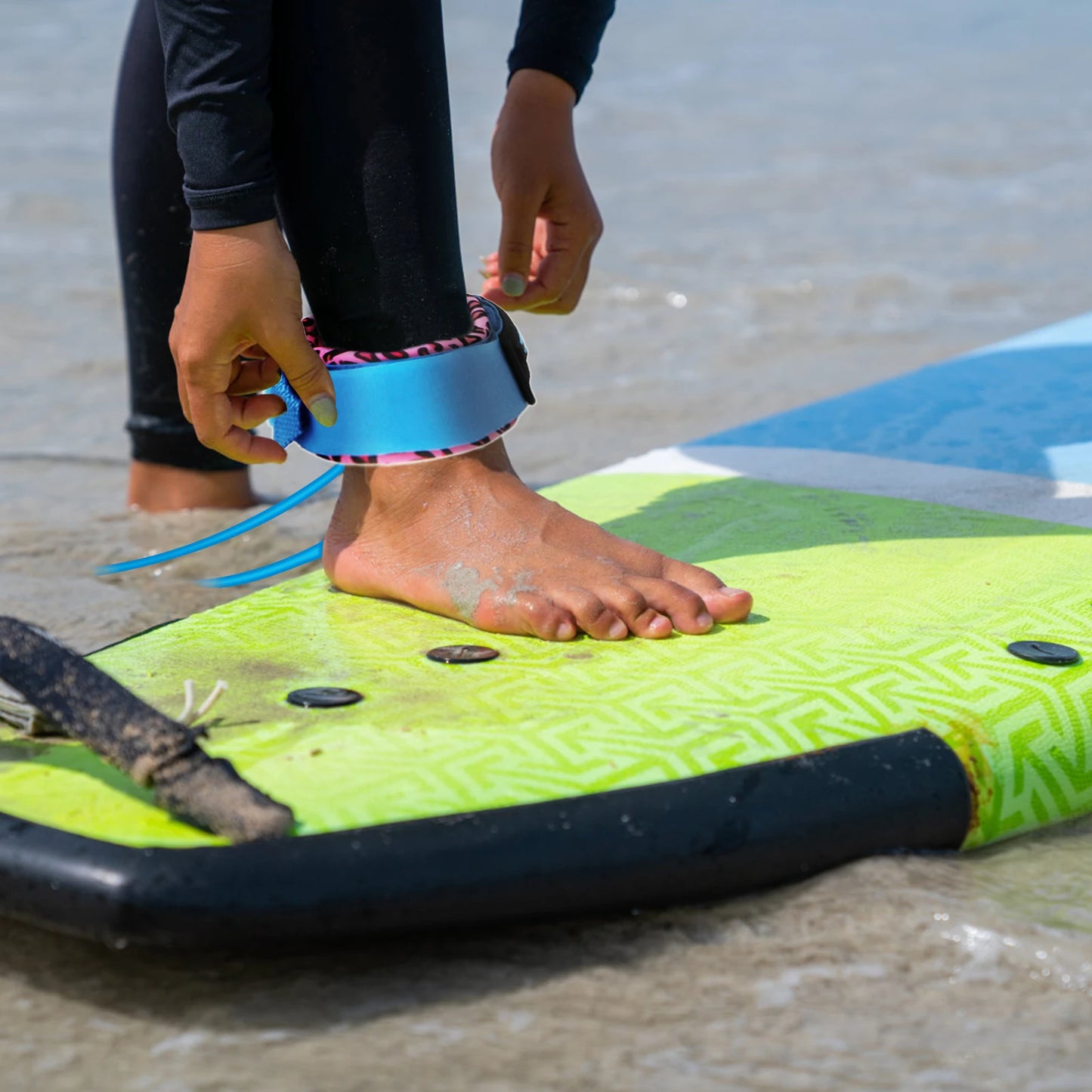 Trela ​​de surf prancha pé trela tpu inoxidável gira 7mm grosso 6ft/8ft longboard pé corda prancha trela surf perna corda