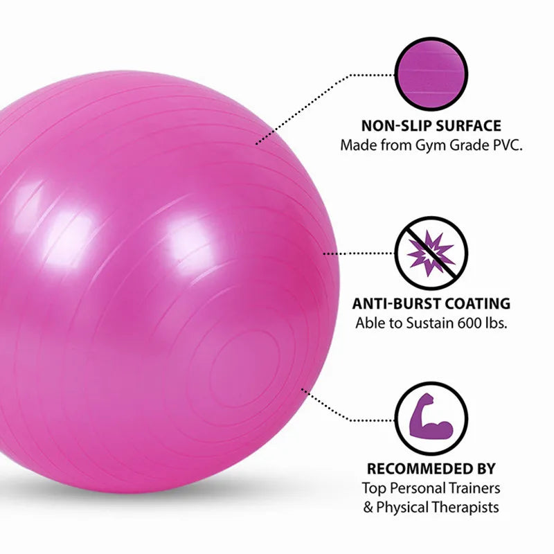 Bolas de fitness de pvc bola de yoga engrossado à prova de explosão exercício em casa ginásio pilates equipamento bola de equilíbrio 45cm/55cm/65cm/75cm