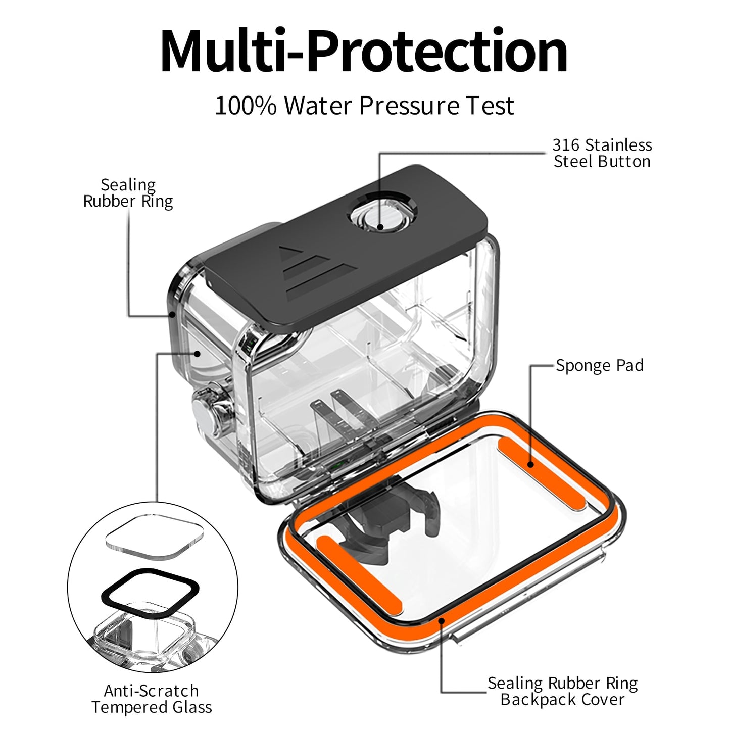 TELESIN 60M Waterproof Case For GoPro Hero 11 10 9 Underwater Diving Housing Cover With Dive Filter Action Camera Accessories