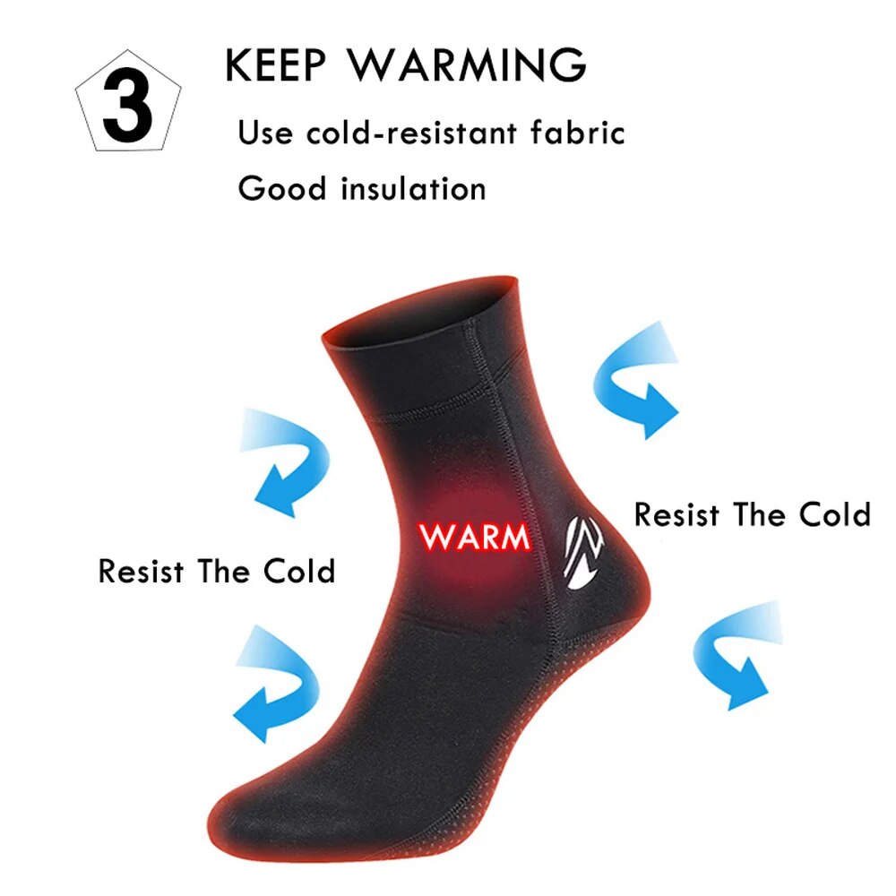 New 1 Pair 3mm Neoprene Diving Socks Non-slip Adult Warm Patchwork Wetsuit Shoes Diving Surfing Boots for Couple Swimming