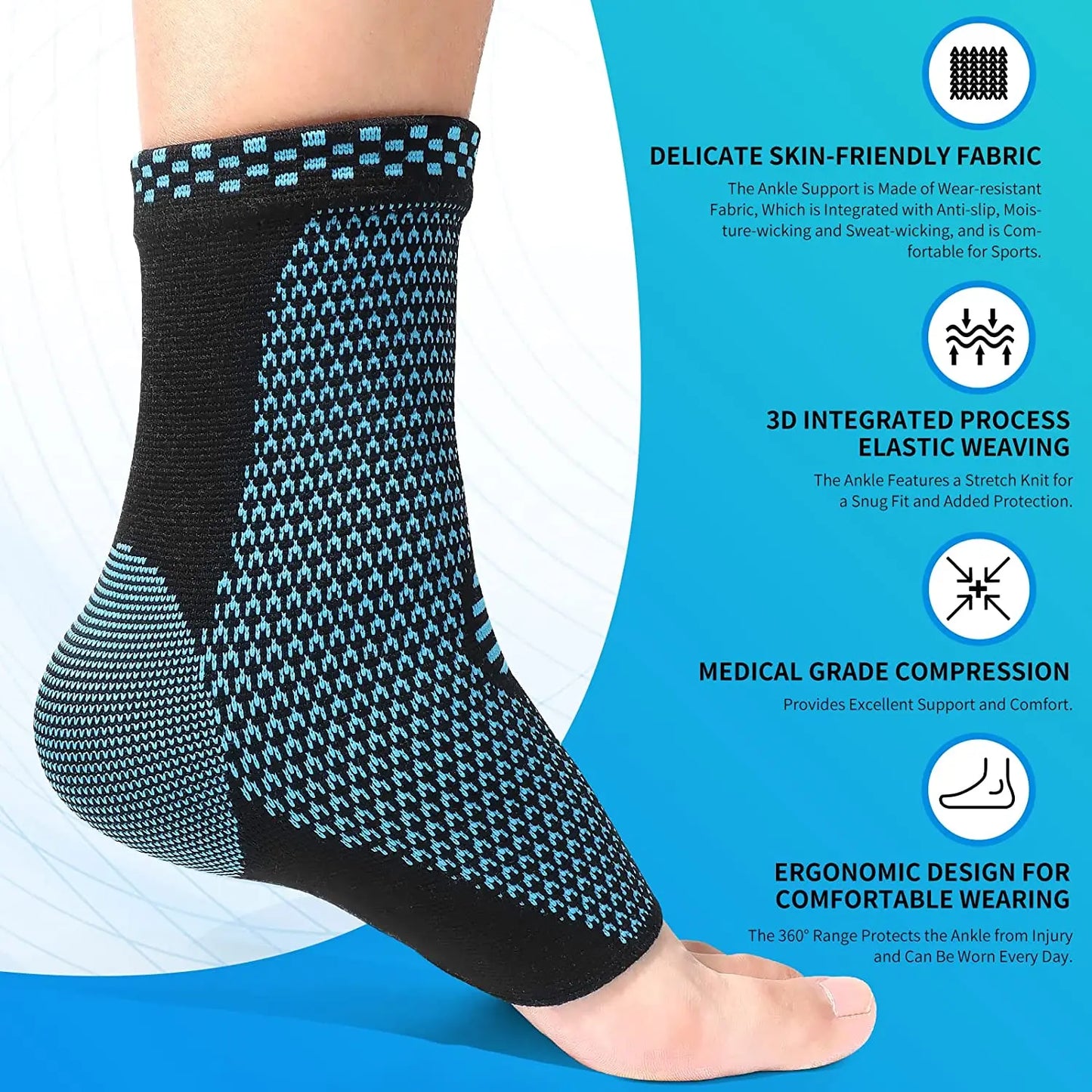 1 PC Sports Ankle Brace Compression Strap Sleeves Support 3D Weave Elastic Bandage Foot Protective Gear Gym Fitness