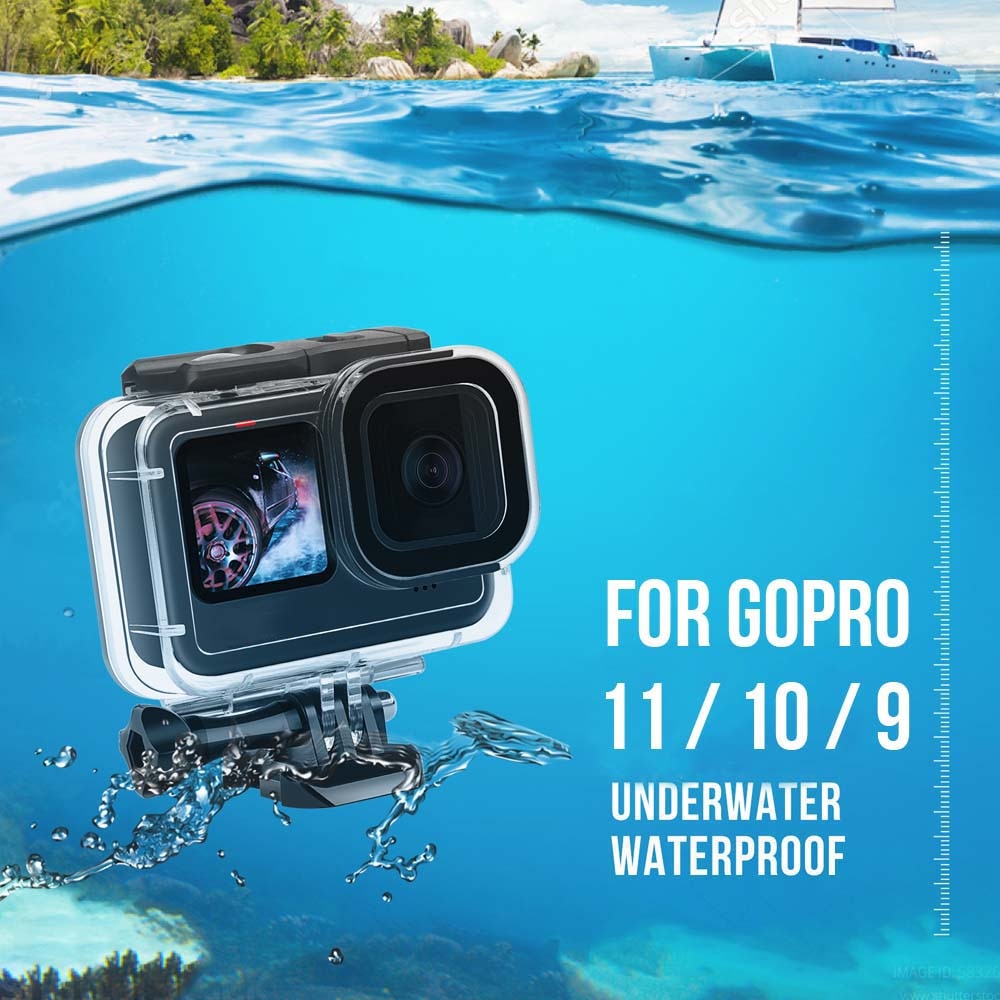 Capa à prova d'água para gopro hero 11 10 9, acessórios pretos 60m, capa protetora para mergulho subaquático, go pro 10 9, câmera