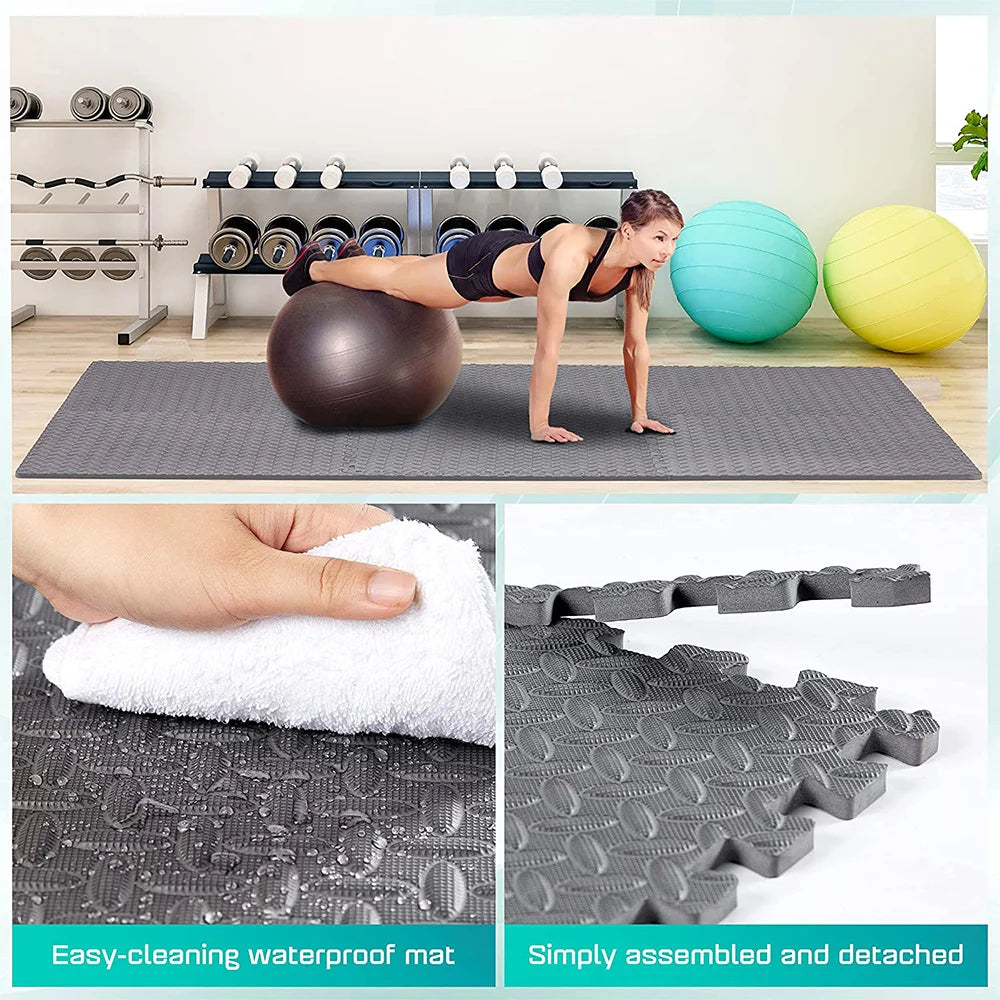 4~24Pcs Puzzle Fitness Mat, Eva Interlocking Foam Floor Tiles for Home Gym, Home Gym Equipment Mat, Non-Slip Floor Mat for Kids