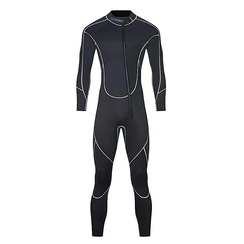 DEMMET 1.5MM Neoprene One-piece Wetsuit Men's Long Sleeves Front Unzipper To Keep Warm And Cold Surf Snorkeling Kayak