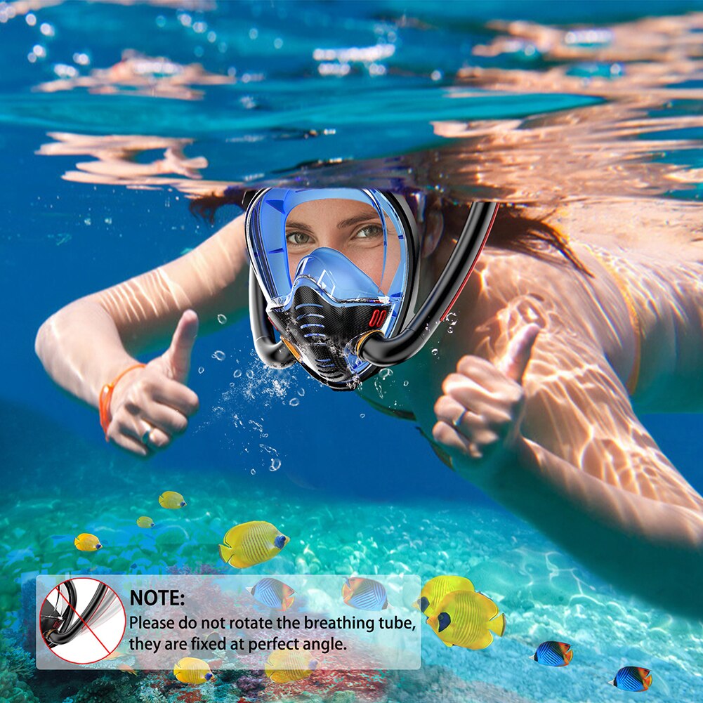 Double Tube Full Face Diving Mask Sealed Anti-Leak Diving Face Cover For Beginner Professional