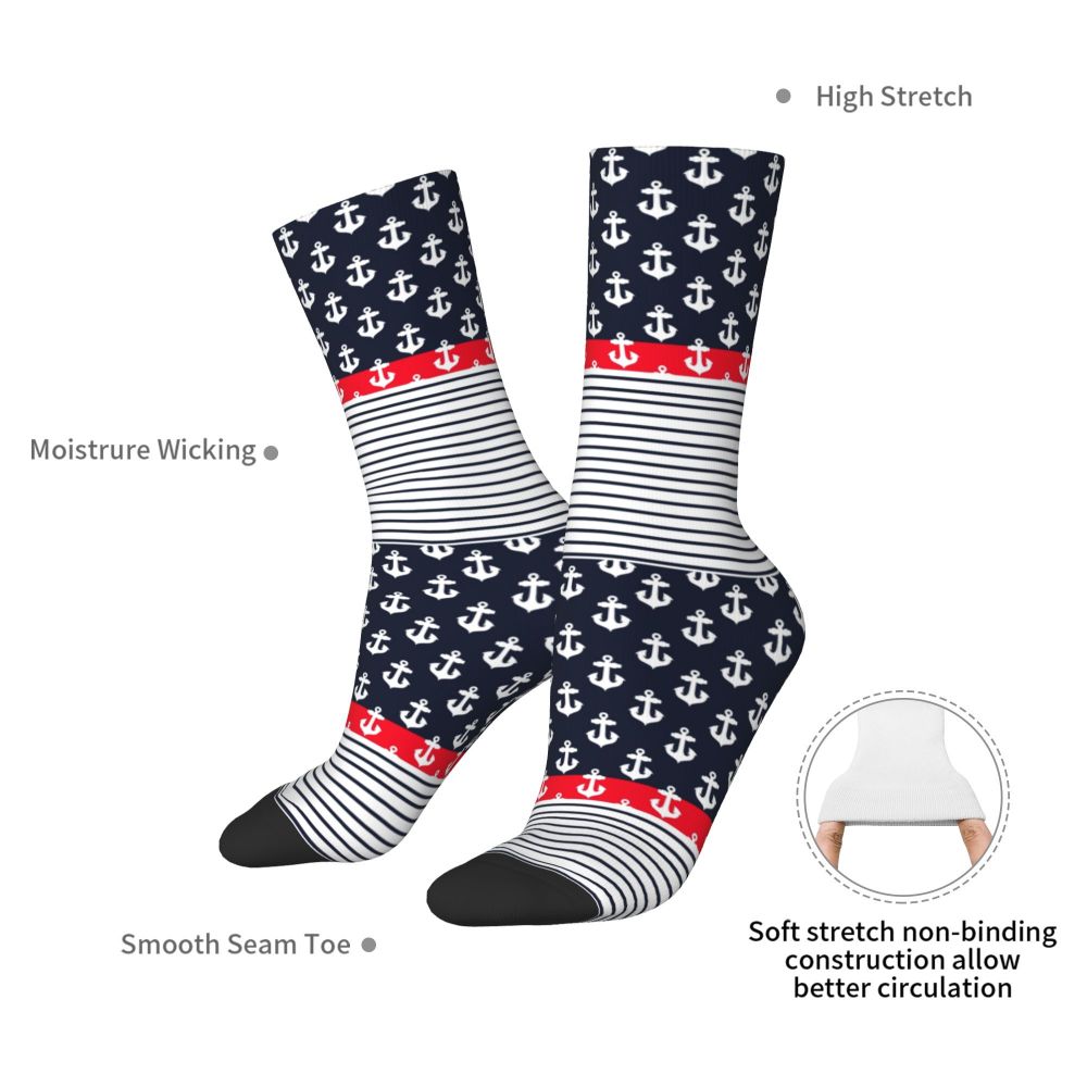 Cool Work Like A Captain Party Like A Pirate Socks Men Women Warm 3D Printed Nautical Skull Sailor Sports Basketball Socks