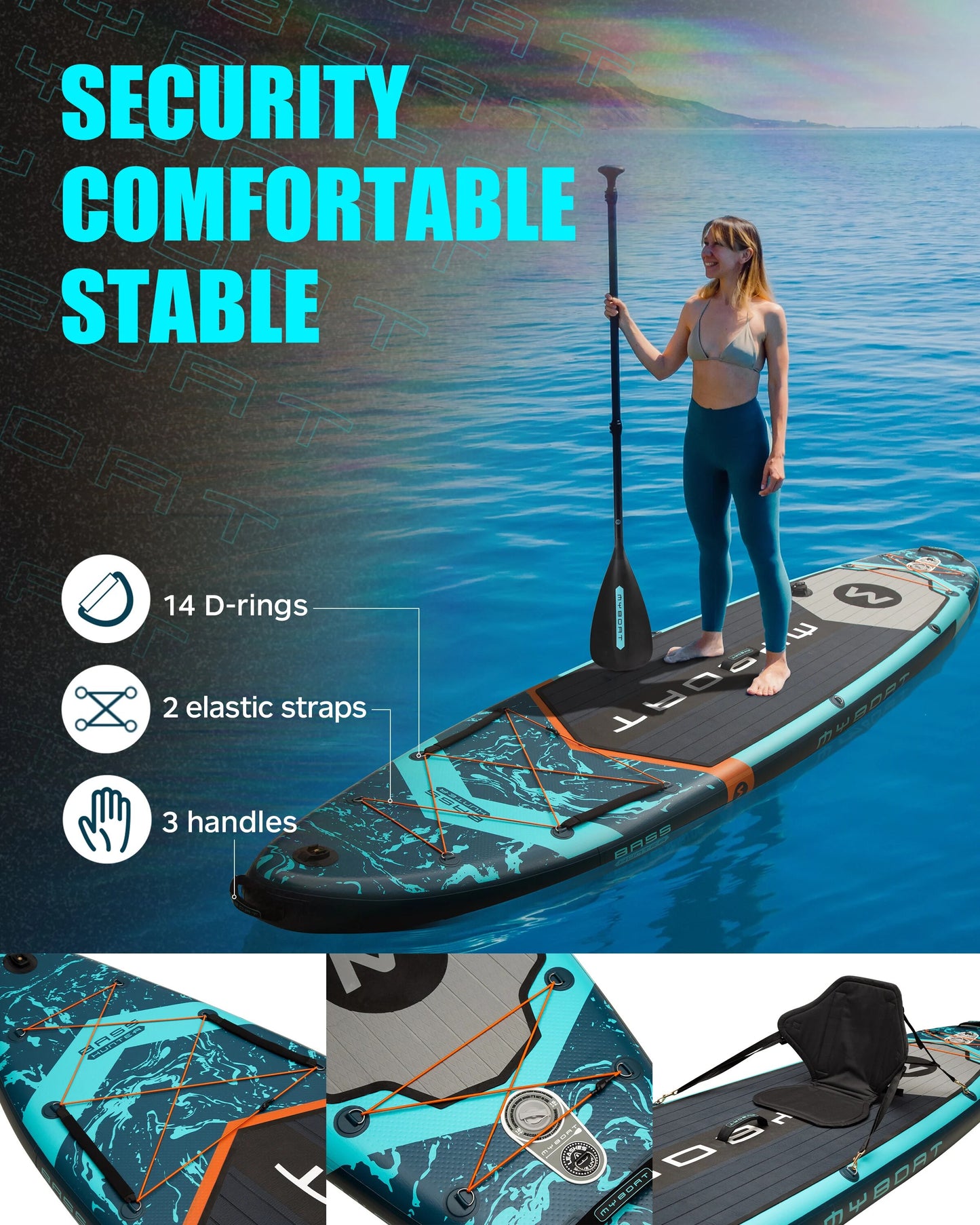 Myboat Extra Wide Inflatable Paddle Board 11'6''x34''x6''Adult Standing Style Aquatic Travel With Premium Accessories SUP Board