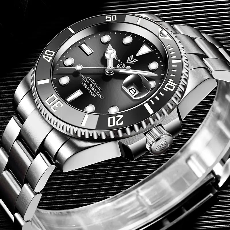 LIGE New Watch Men Automatic Mechanical Tourbillon Clock Fashion Sport Diving Watch for Men Waterproof Luminous Mens Watches
