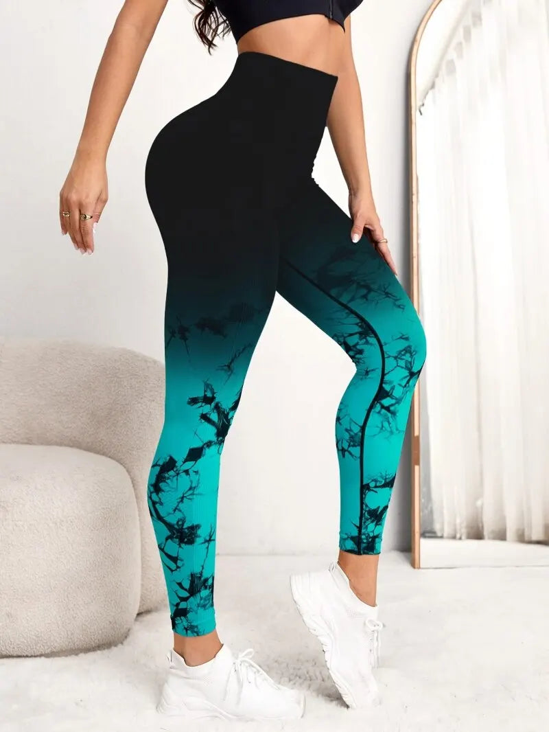 Calças de yoga mulheres sem costura leggings push up esportes fitness joggings cintura alta ginásio treino scrunch tie dye correndo leggings