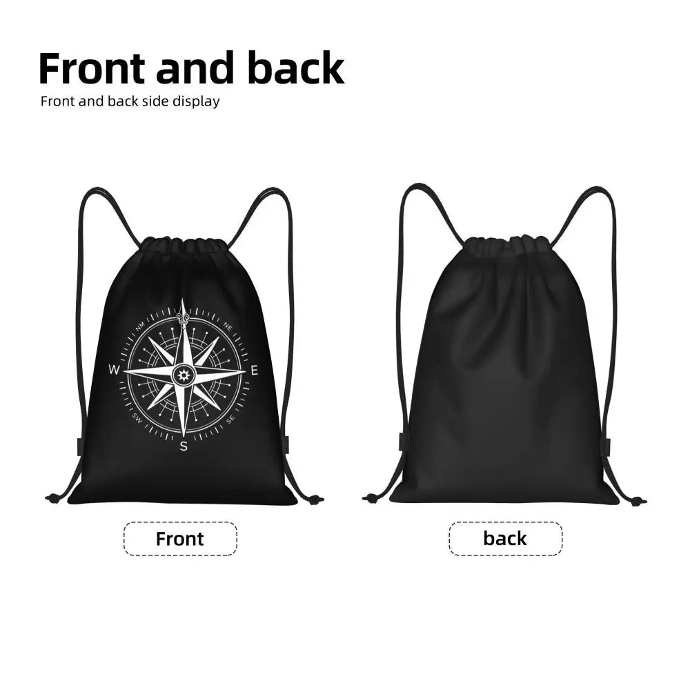 Custom Nautical Navy Anchor Pattern Drawstring Bags Women Men Lightweight Sailing Sailor Sports Gym Storage Backpack