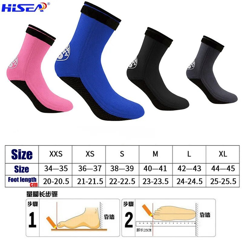 Hisea 3mm neoprene Winter swimming surfing fishing diving sox soft anti scratch sox Shoes high upper warm Non-slip shoes