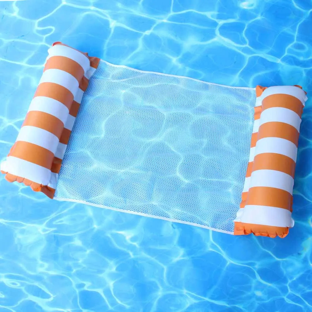 Pvc verão inflável dobrável flutuante fileira piscina rede de água colchões de ar cama praia esportes aquáticos cadeira espreguiçadeira