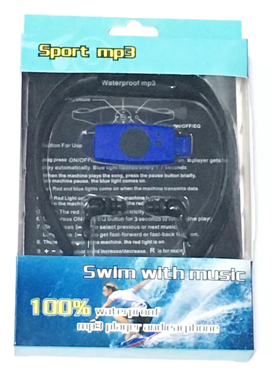 Cabeça de reprodutor de MP3 à prova d'água IPX8 4G / 8GB para mergulho, natação, surf, esportes subaquáticos, tocadores de música