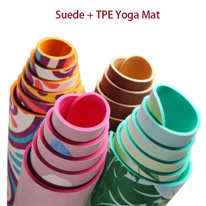 5.5 MM Lotus Pattern Suede TPE Yoga Mat Pad Non-slip Slimming Exercise Fitness Gymnastics Mat Body Building Esterilla Pilates