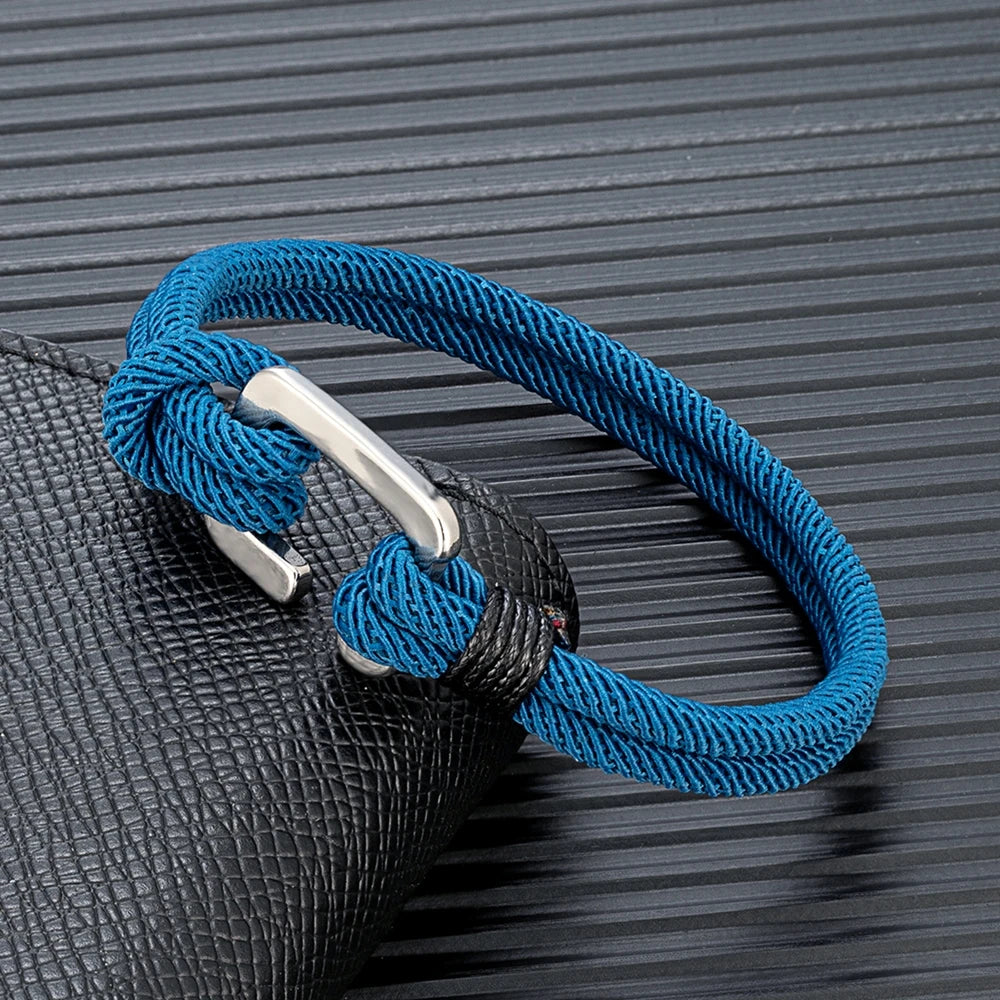 MKENDN Easy Hook Bracelets Men Double strand Nautical Survival Rope Paracord Bracelet Women Stainless Steel Sport Buckle