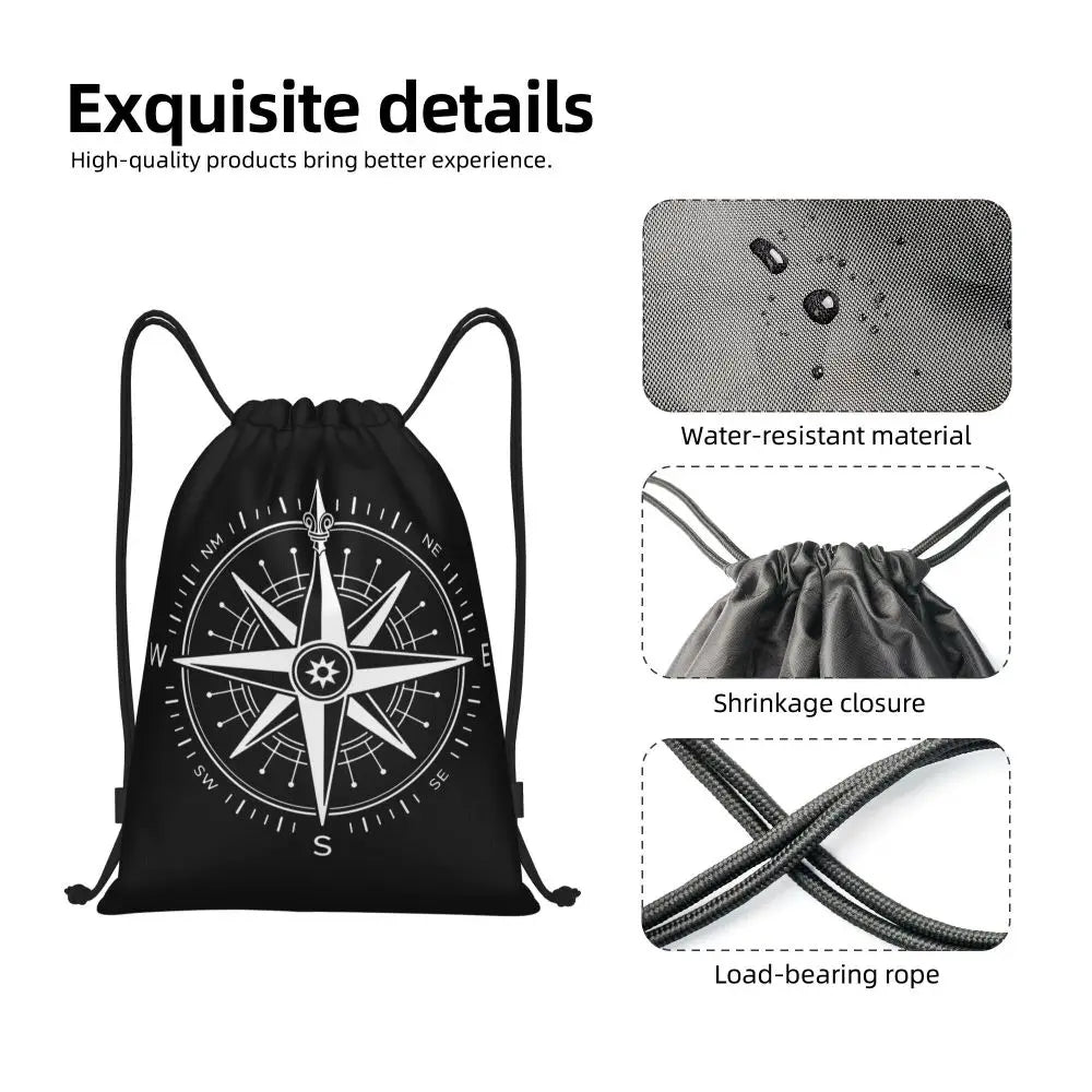 Custom Nautical Navy Anchor Pattern Drawstring Bags Women Men Lightweight Sailing Sailor Sports Gym Storage Backpack