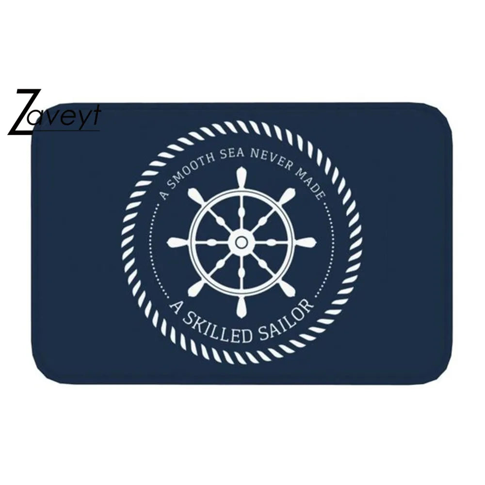 40x60cm Vintage Nautical Compass Doormat Mat Anti-Slip Captain Anchor Boat Bathroom Kitchen Balcony Rug Carpet Entrance Footpad