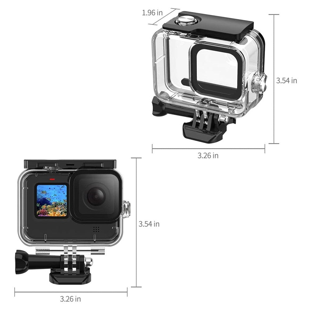 Gopro hero 11 10 9 capa preta à prova d'água 60m habitação proteção de mergulho para go pro 9 10 gopro9 acessórios de capa de mergulho subaquático