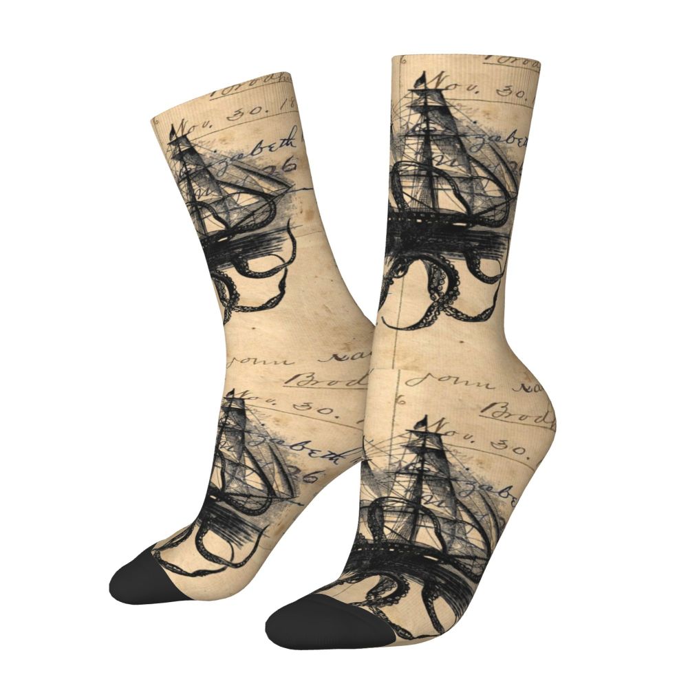 Cool Work Like A Captain Party Like A Pirate Socks Men Women Warm 3D Printed Nautical Skull Sailor Sports Basketball Socks